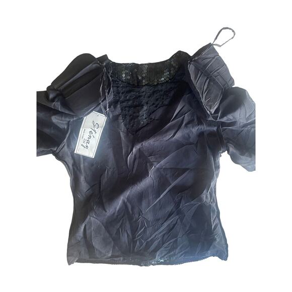 Stenay‎ Black/ White Sequins/Beaded Evening Blouse - size Medium - Picture 3 of 9